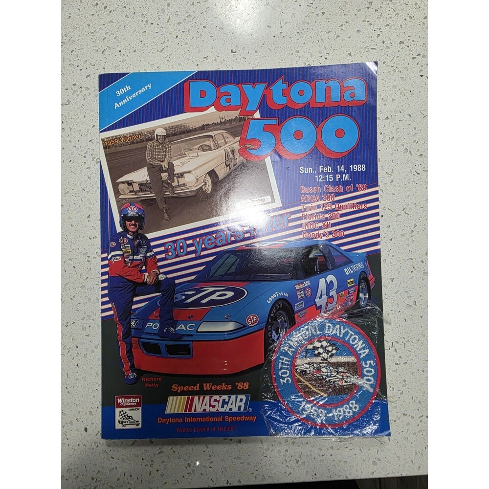 Daytona 500 Program With Patch February 14, 1988 30th Anniversary Richard Petty